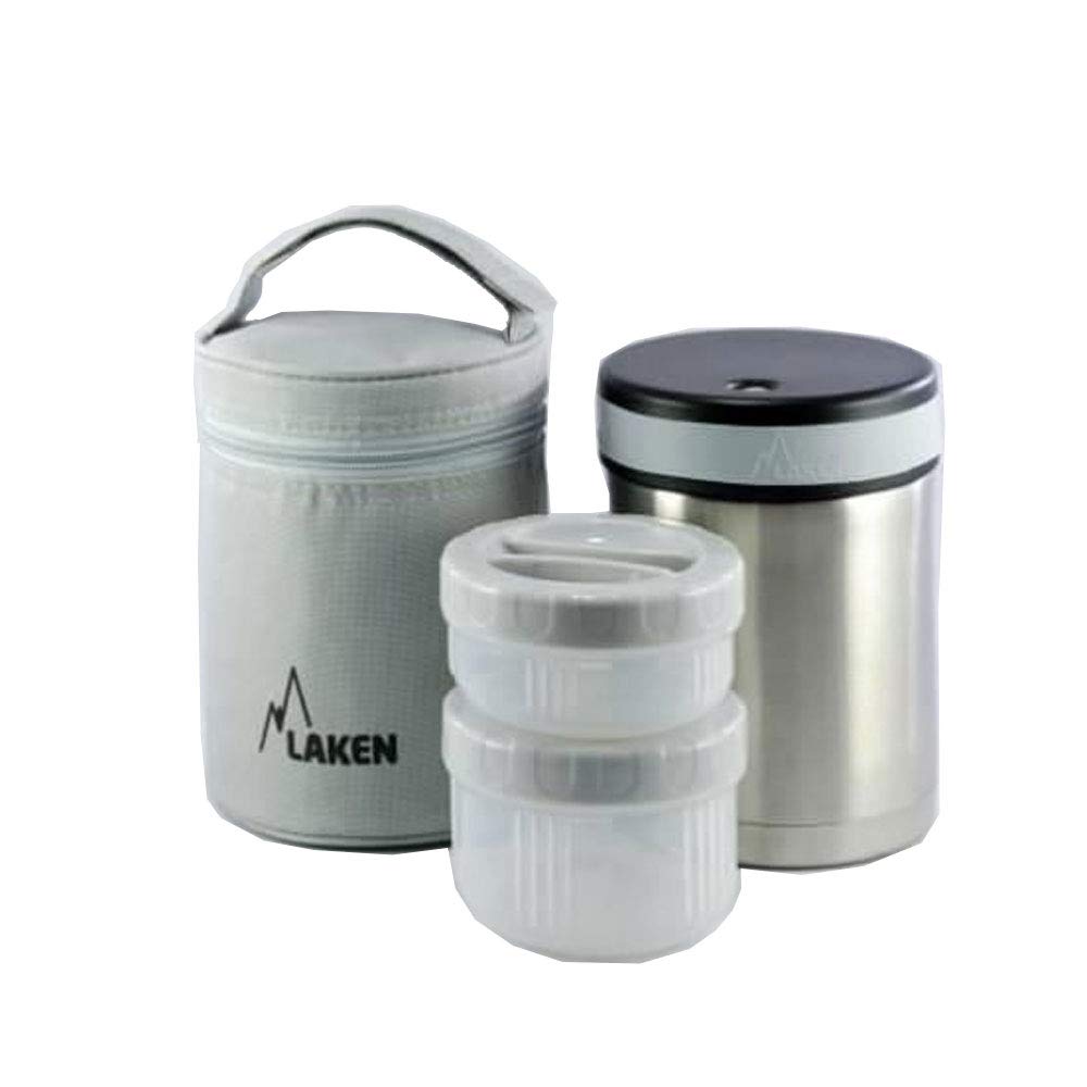TERMO ALIMENTOS A.INOX. 1.00L + 2 R.ALIM. FUNDA GRIS - LAKEN